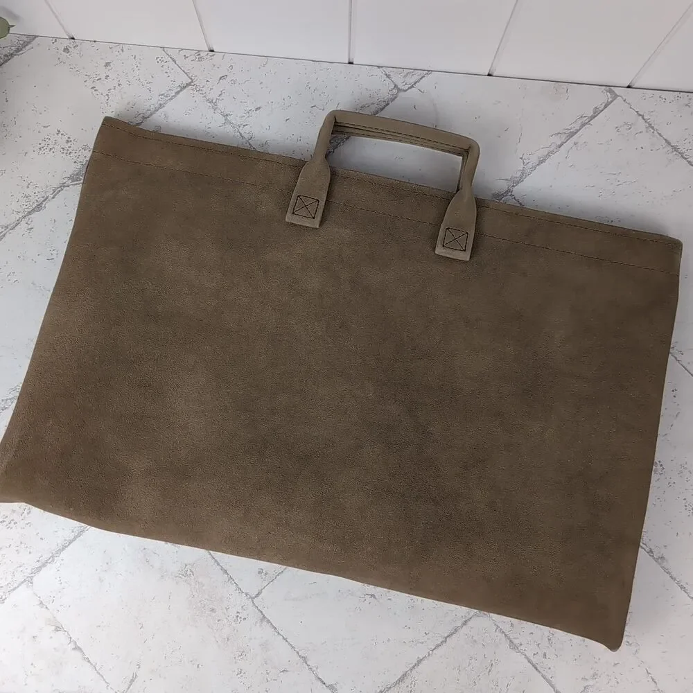 Vintage Hazel Mojave Suede Portfolio Document Briefcase Messenger Bag Tan